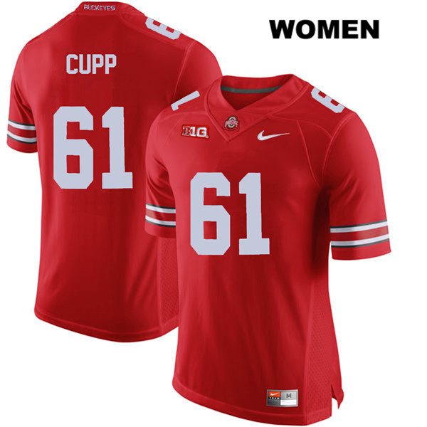 Ohio State Buckeyes Women's Gavin Cupp #61 Red Authentic Nike College NCAA Stitched Football Jersey EA19V36QL